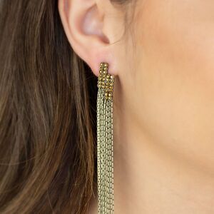 Brass rhinestone lighting bolt post back with brass Colleen chain dangles